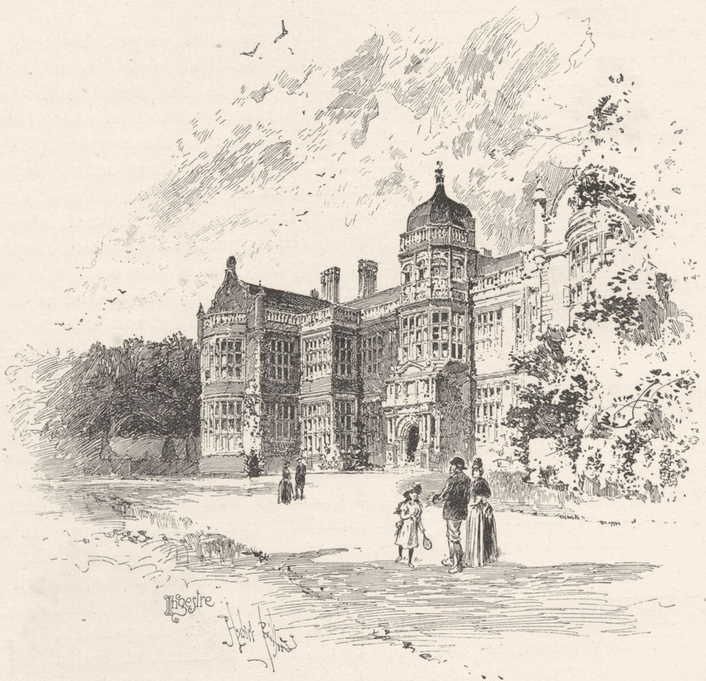 STAFFORDSHIRE. Ingestre hall 1901 old antique vintage print picture